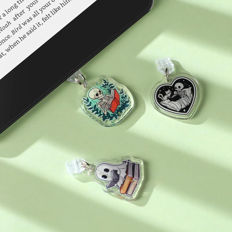 TAKEALOOKO Store Dust Plug Charms for Kindle - 3 Pack Fantasy Gothic Aesthetics Charging Port Cover for E-Readers Book Lovers - Image 2